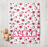 Red Kitty Baby Name Blanket Custom Hippo Boutique