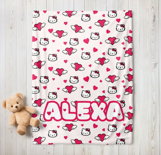 Red Kitty Baby Name Blanket Custom Hippo Boutique