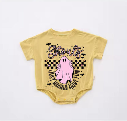 Baby Halloween t-shirt Bubble Romper - Ghouls Just wanna have Fun Hippo Boutique