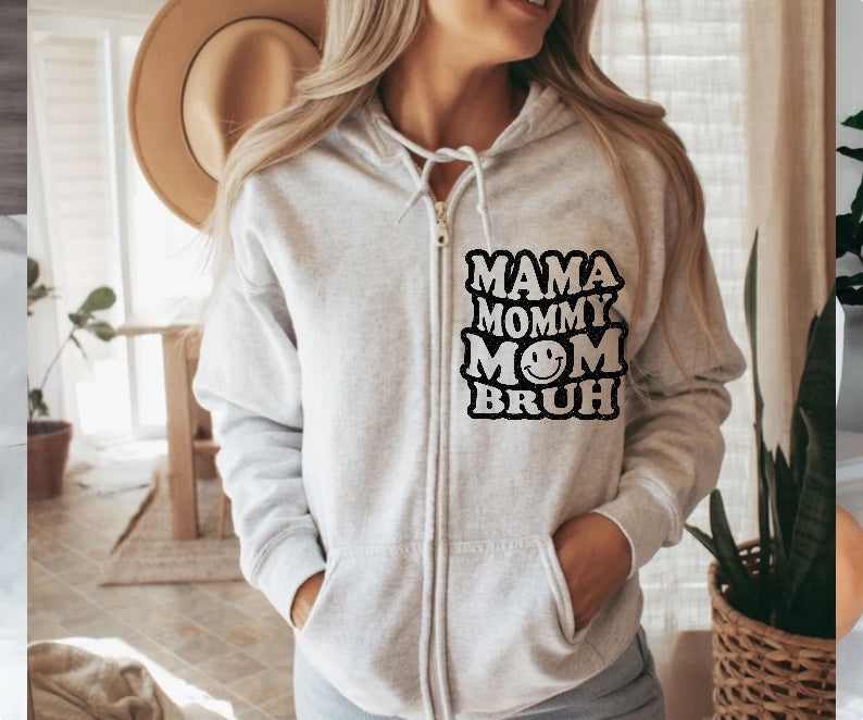Mama Mommy Mom Bruh Zip Up Hoodie Hippo Boutique