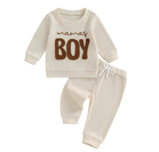 Baby Mamas Boy embroidered Outfit Hippo Boutique