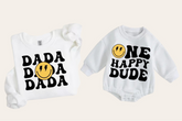 Smile Dad & Mini matching Baby Sweatshirt Romper bodysuit & Crewneck Hippo Boutique