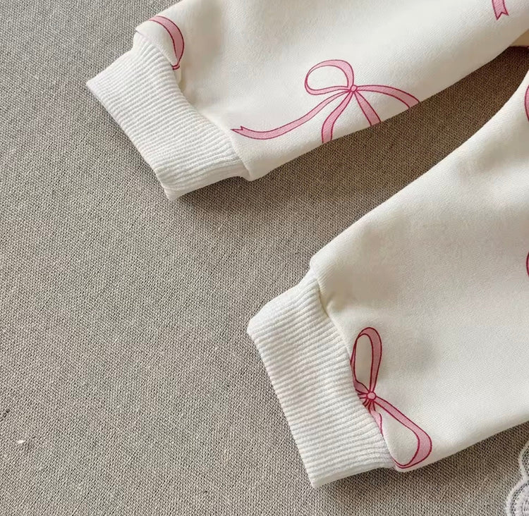 Baby & Toddler Pink bow Sweatshirt Outfit Hippo Boutique