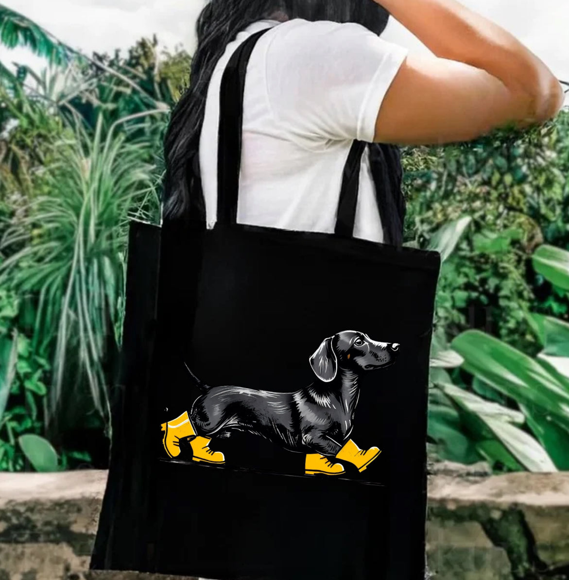 Dachshund Dog Rubber Boots Tote Shoulder Bag
