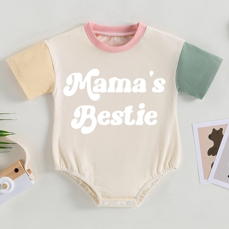 Mama’s Bestie Color Block Baby T-Shirt Romper Hippo Boutique