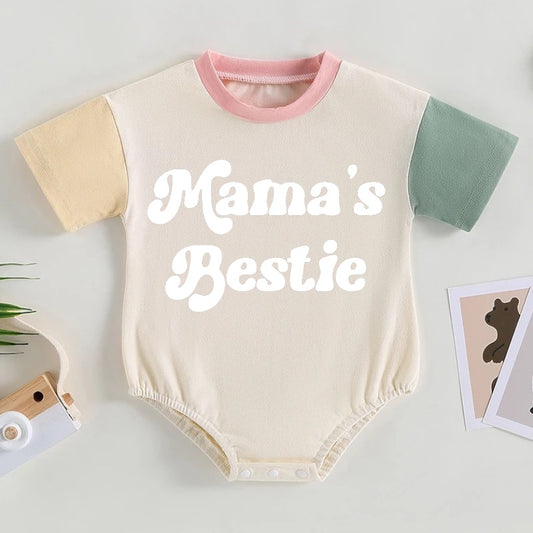 Mama’s Bestie Color Block Baby T-Shirt Romper Hippo Boutique