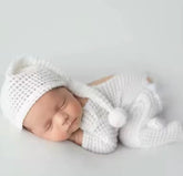 Newborn Waffle Knit Romper & Matching Pom Pom Hat Set – Baby Boy Coming Home Outfit Hippo Boutique