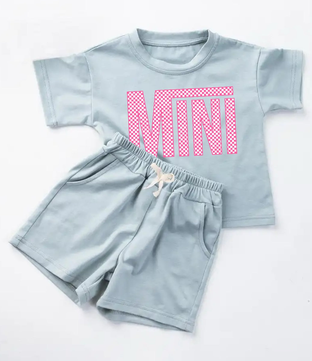 Checkered Mini Baby Girl T-Shirt & Shorts outfit Hippo Boutique