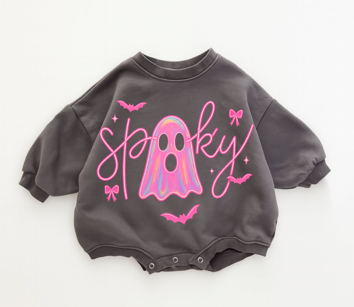 Ghost Cherry Cotton Baby Halloween Sweatshirt Romper Hippo Boutique