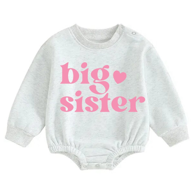 Big Sister Soft warm fleece Baby Oversized Sweatshirt Romper Hippo Boutique
