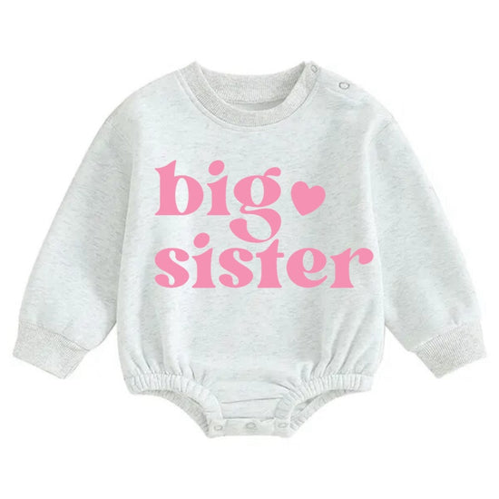 Big Sister Soft warm fleece Baby Oversized Sweatshirt Romper Hippo Boutique