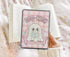 Glossy Kindle insert with pastel ghost reading a book, pink "Boo-kish" text, and floral background. - Kindle Insert - Ghost Bookish