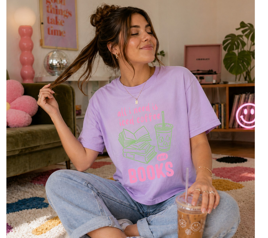 Cropped T-Shirts - Iced Coffee & Books Hippo Boutique