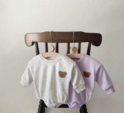 Teddy Bear Sweatshirt Romper Bodysuit Hippo Boutique
