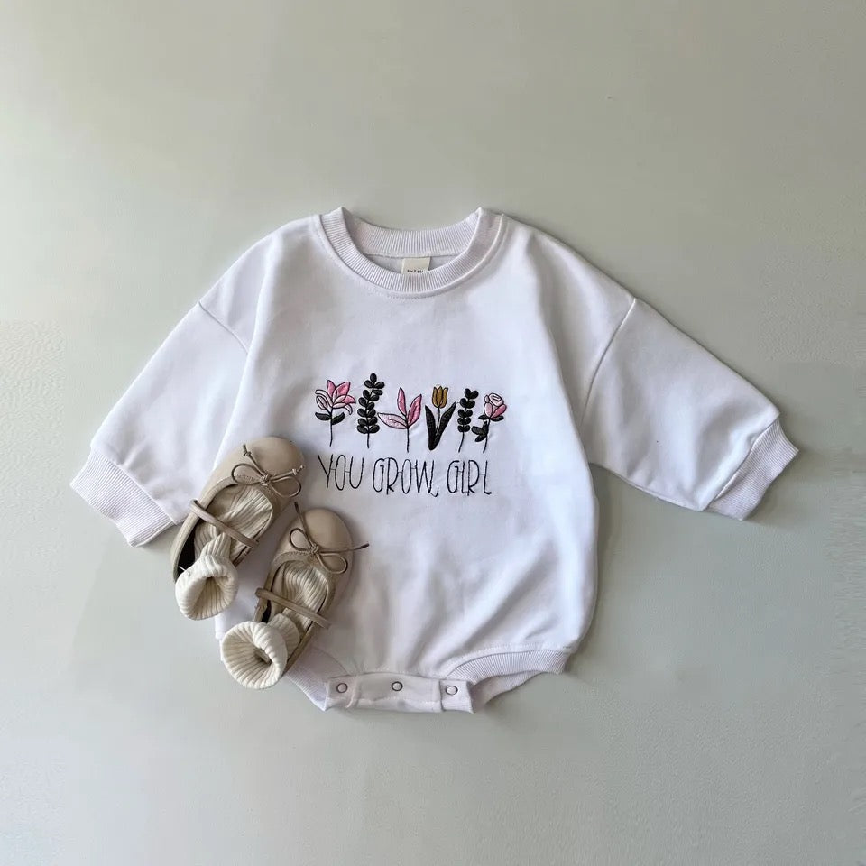 Embroidered Sweatshirt Romper Hippo Boutique