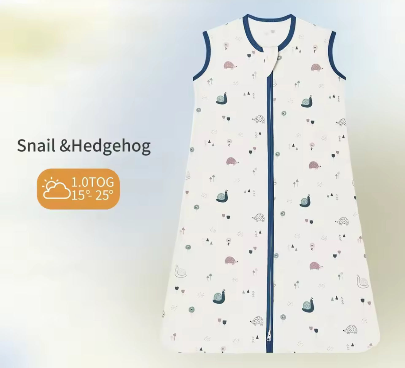 Newborn Baby 100% Organic Cotton Sleep sac - 1 Tog Hippo Boutique