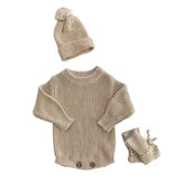 Personalized Baby Knit Romper Set Custom Name Embroidered Hippo Boutique