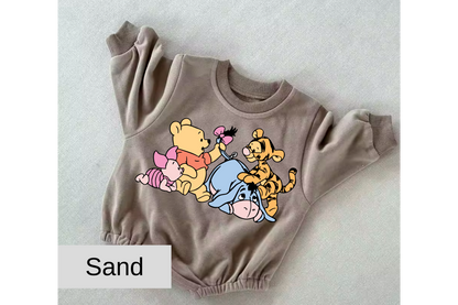 Pooh friends baby Oversized Sweatshirt Romper Hippo Boutique