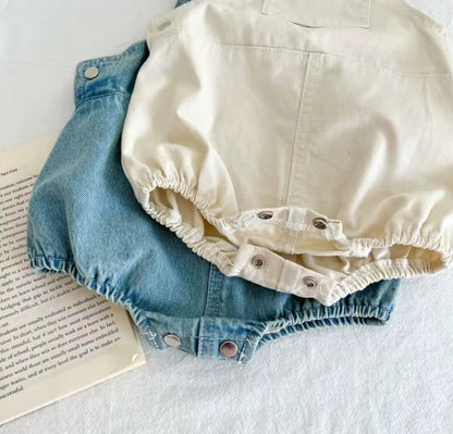 Newborn Baby Sleeveless Denim Romper Hippo Boutique