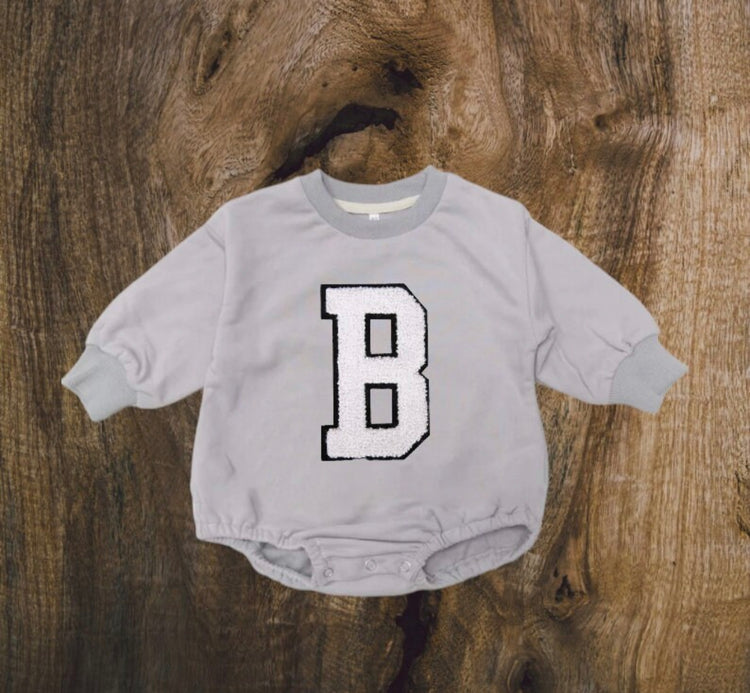 Custom Letter French Terry Sweatshirt Romper Hippo Boutique