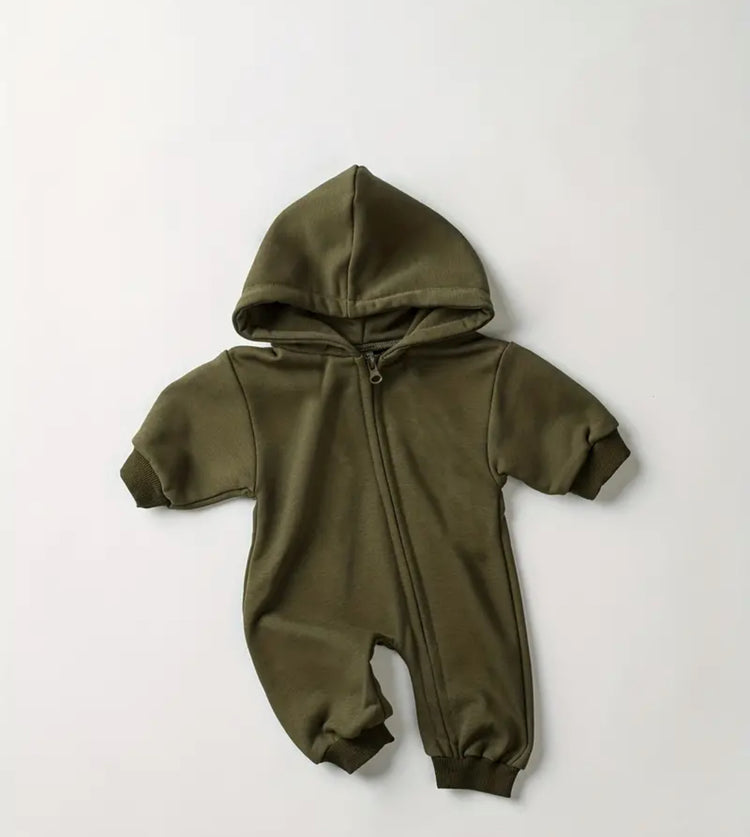 Hooded Romper Zip Up Bodysuit Hippo Boutique