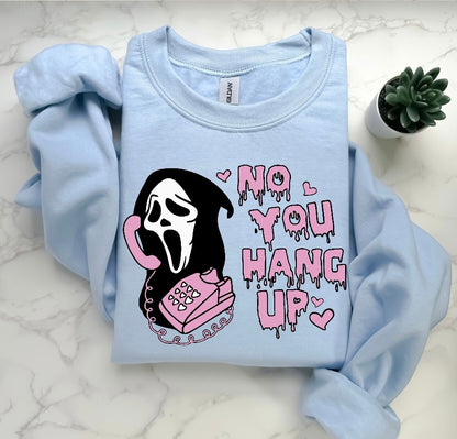 Halloween Scary Movie Scream No you Hang up Women’s fleece crewneck Sweatshirts Hippo Boutique