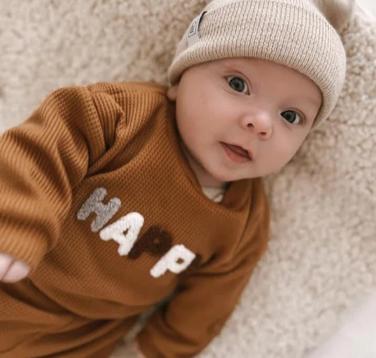 Happy Waffle Knit Baby & Kids Outfit Hippo Boutique