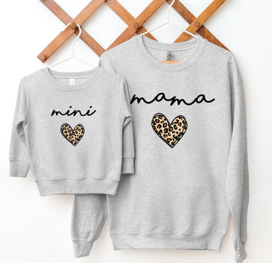 Mama & Mini Leopard Heart Matching Sweatshirts Hippo Boutique