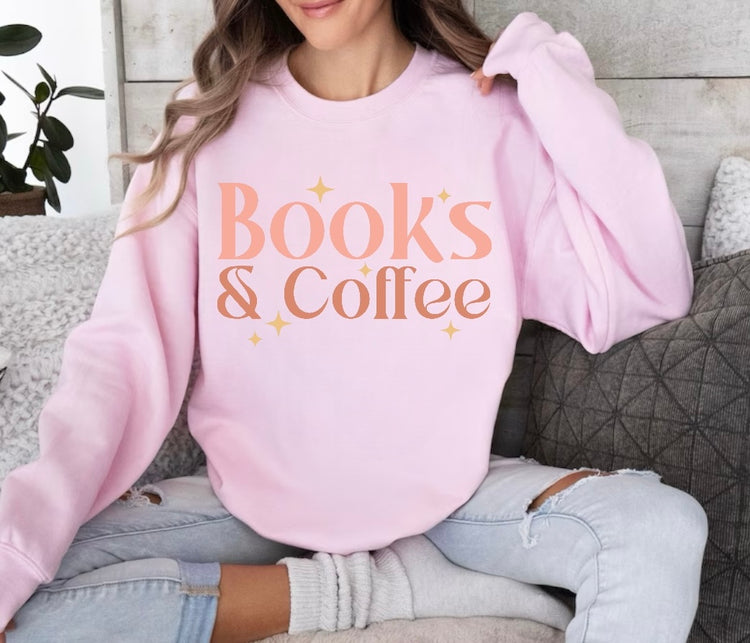 Books & Coffee Sweatshirt Hippo Boutique