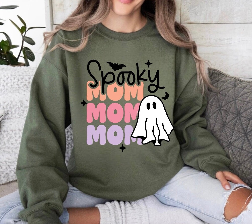 Halloween Spooky Mom Women’s fleece crewneck Sweatshirts Hippo Boutique