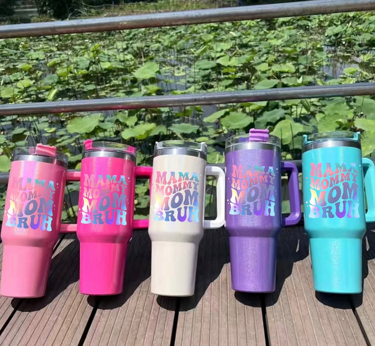Mama Mommy Bruh 40oz Insulated Tumbler with Handle and straw (Copy) Hippo boutique