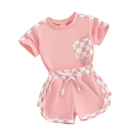 Checkered Baby T-Shirt & Shorts outfit Hippo Boutique