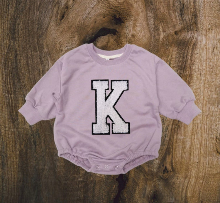Custom Letter French Terry Sweatshirt Romper Hippo Boutique