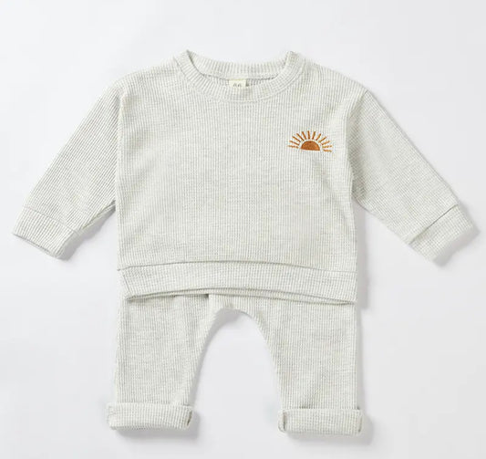 Sunshine Waffle Knit Baby & Kids Outfit Hippo Boutique
