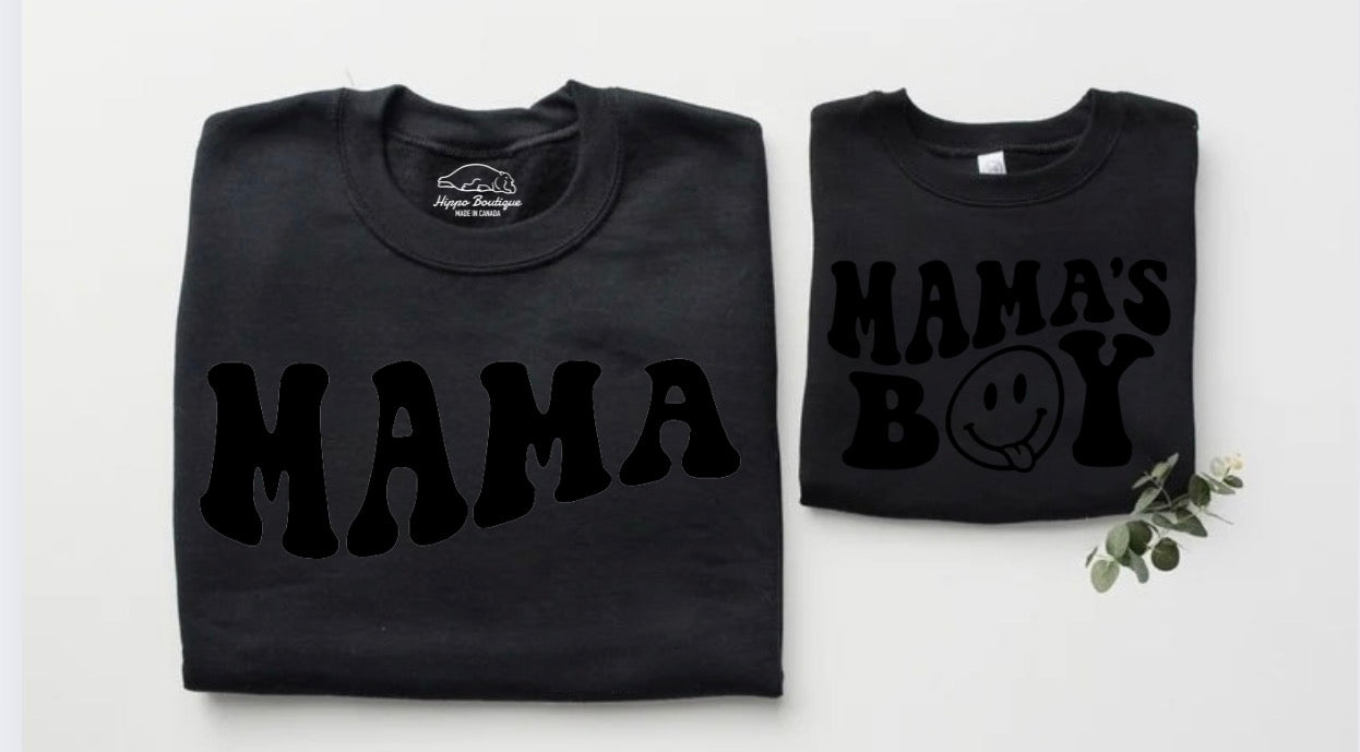 Mama & Mama’s Boy Smiley Matching Sweatshirts Hippo Boutique