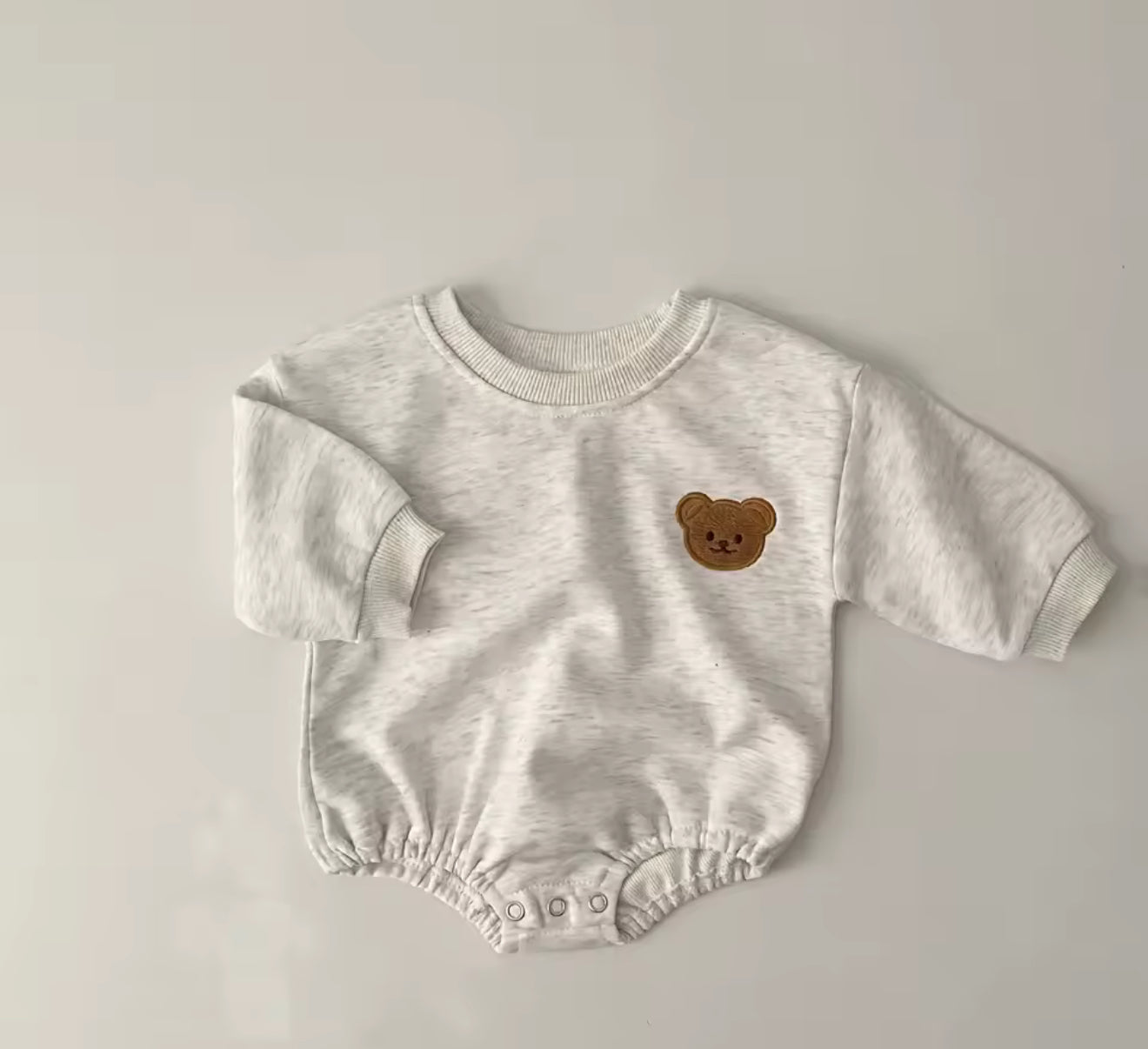 Teddy Bear Sweatshirt Romper Bodysuit Hippo Boutique