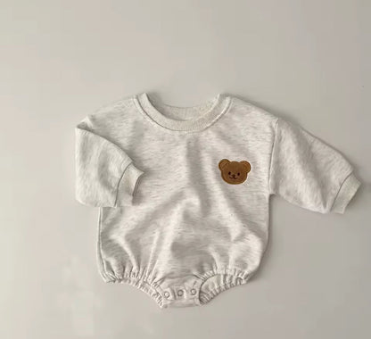 Teddy Bear Sweatshirt Romper Bodysuit Hippo Boutique