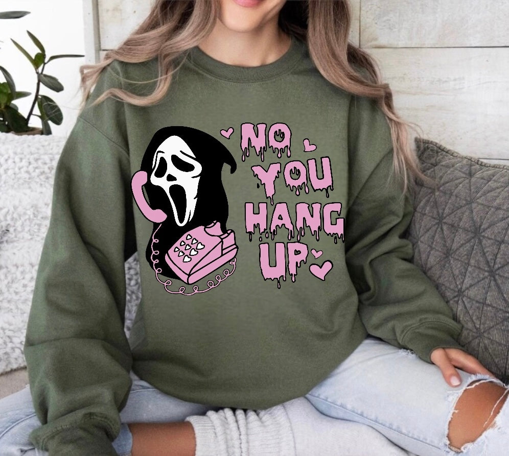 Halloween Scary Movie Scream No you Hang up Women’s fleece crewneck Sweatshirts Hippo Boutique