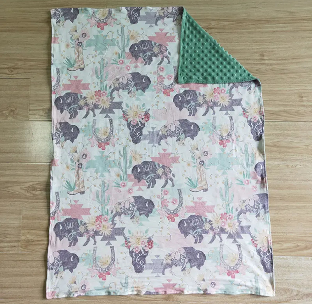 Boho Wild Floral Minky Baby Girl Blanket Hippo Boutique