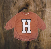Custom Letter French Terry Sweatshirt Romper Hippo Boutique