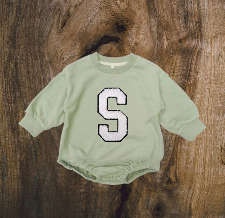 Custom Letter French Terry Sweatshirt Romper Hippo Boutique