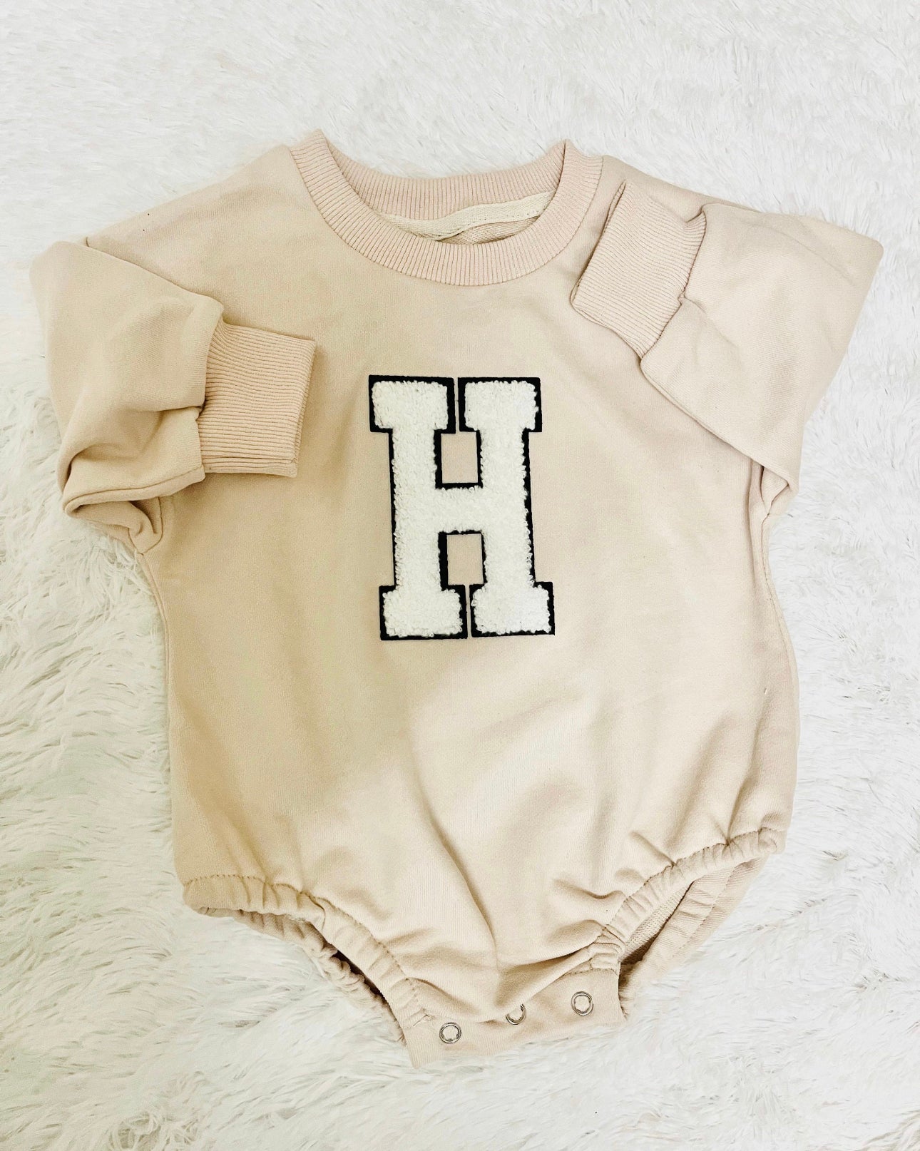 Custom Letter French Terry Sweatshirt Romper Hippo Boutique