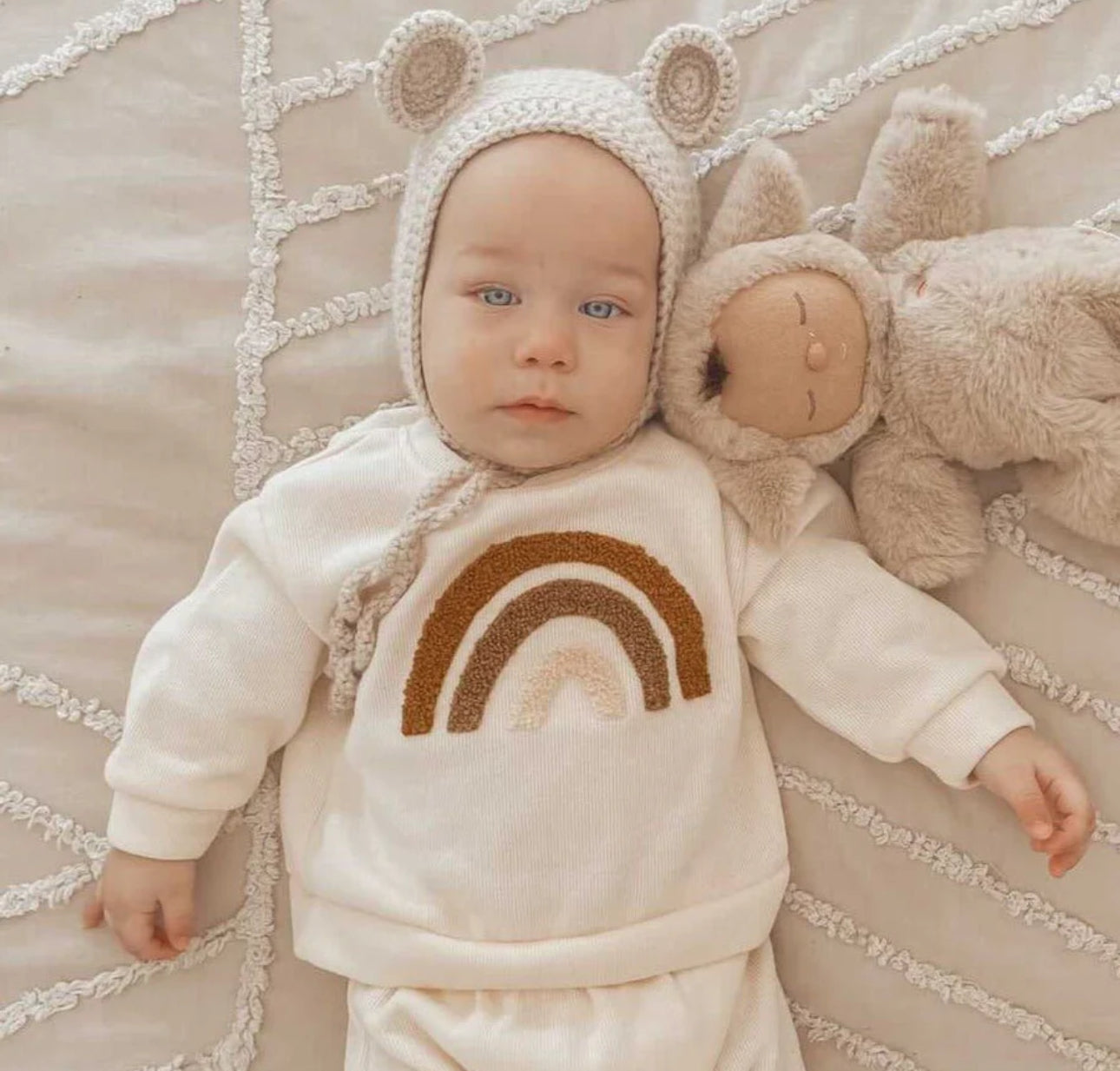 Rainbow Waffle Knit Baby & Kids Outfit Hippo Boutique