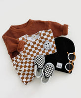 Checkered Smile Cotton T-Shirt & Shorts set Hippo Boutique