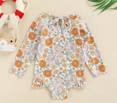 Baby Girl Boho One Piece Rash Guard Swimsuit Hippo Boutique