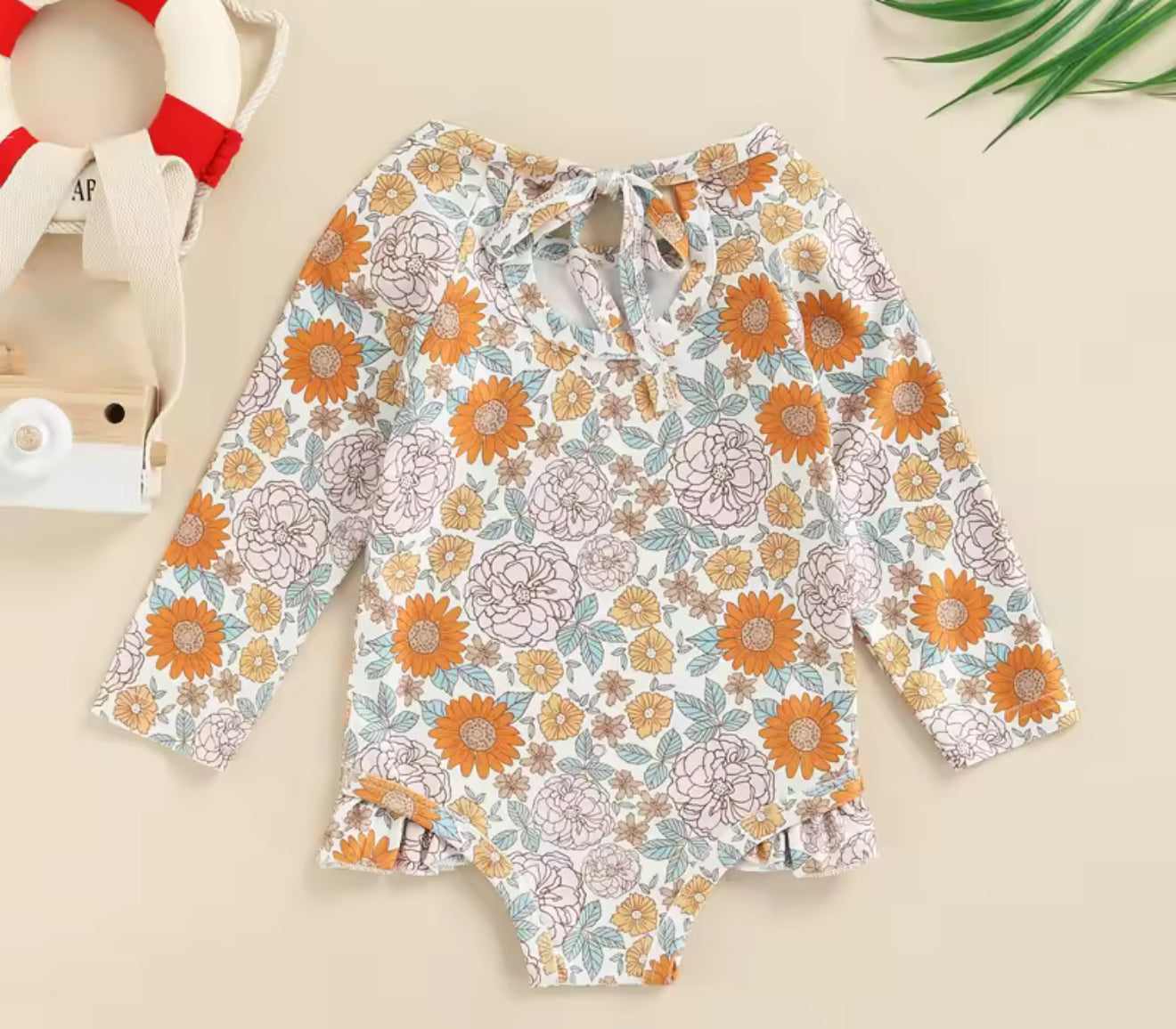 Baby Girl Boho One Piece Rash Guard Swimsuit Hippo Boutique
