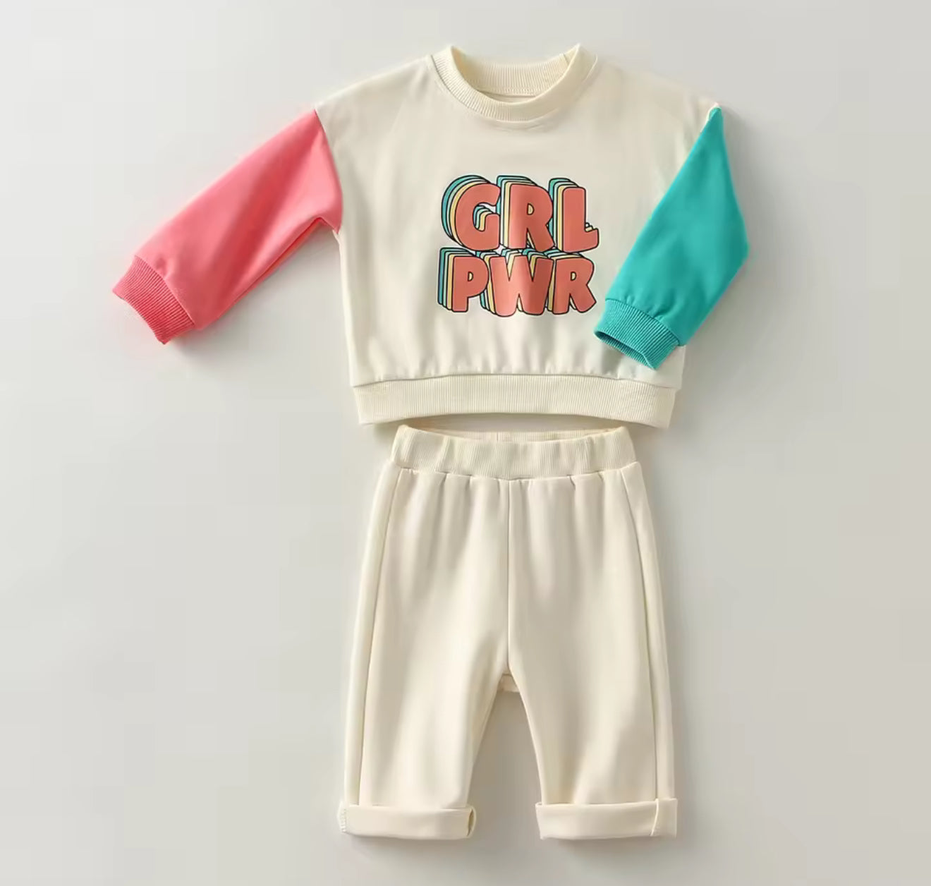 Girl Power 2 piece Outfit with Sweatshirt and Sweatpants Hippo Boutique