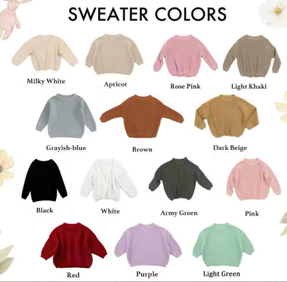 Personalized Name Newborn Baby Embroidered Knit Sweaters Hippo Boutique