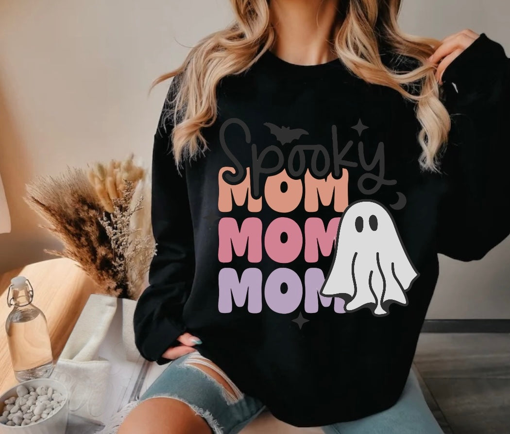 Halloween Spooky Mom Women’s fleece crewneck Sweatshirts Hippo Boutique