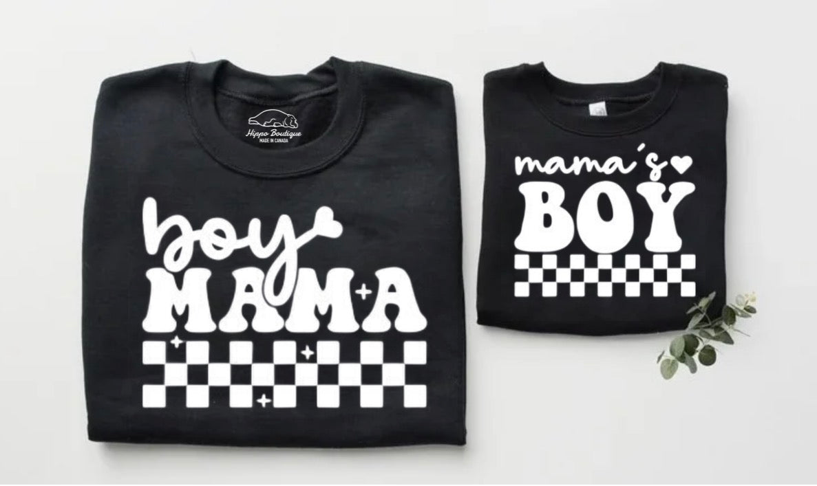 Checkered Boy Mama & Mama’s Boy Matching Sweatshirts Hippo Boutique